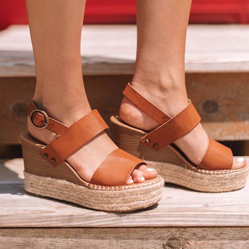 ELLY Espadrille Wedge - TAN - Picture 1 of 7